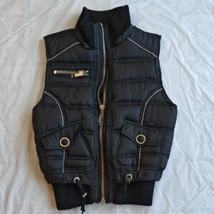Vintage Black Puffer Grunge Vest with Zipper Women's Size Small